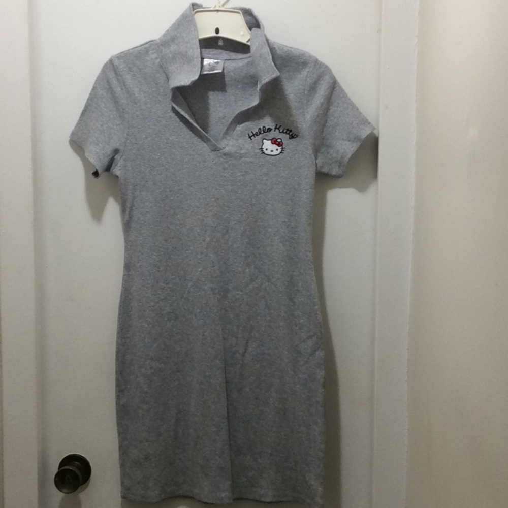 Grey Ribbed Hello Kitty Dress